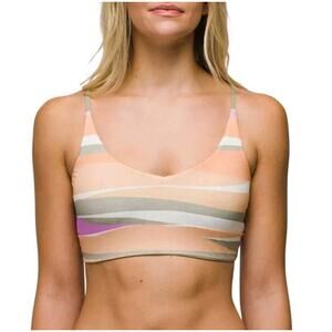 Prana NEW Womens XL Tie Dye Willow Falls Reversible Bikini Swim Top Waves Print